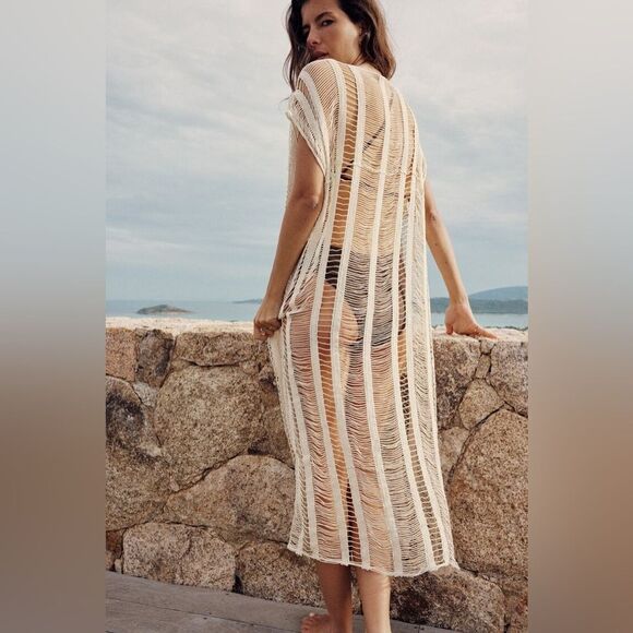 ZARA OPEN WEAVE MIDI TUNIC - Picture 4 of 9